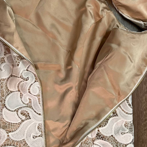 Eliza J Size 2 Sleeveless Copper Dress With White Lace Overlay - Picture 8 of 12